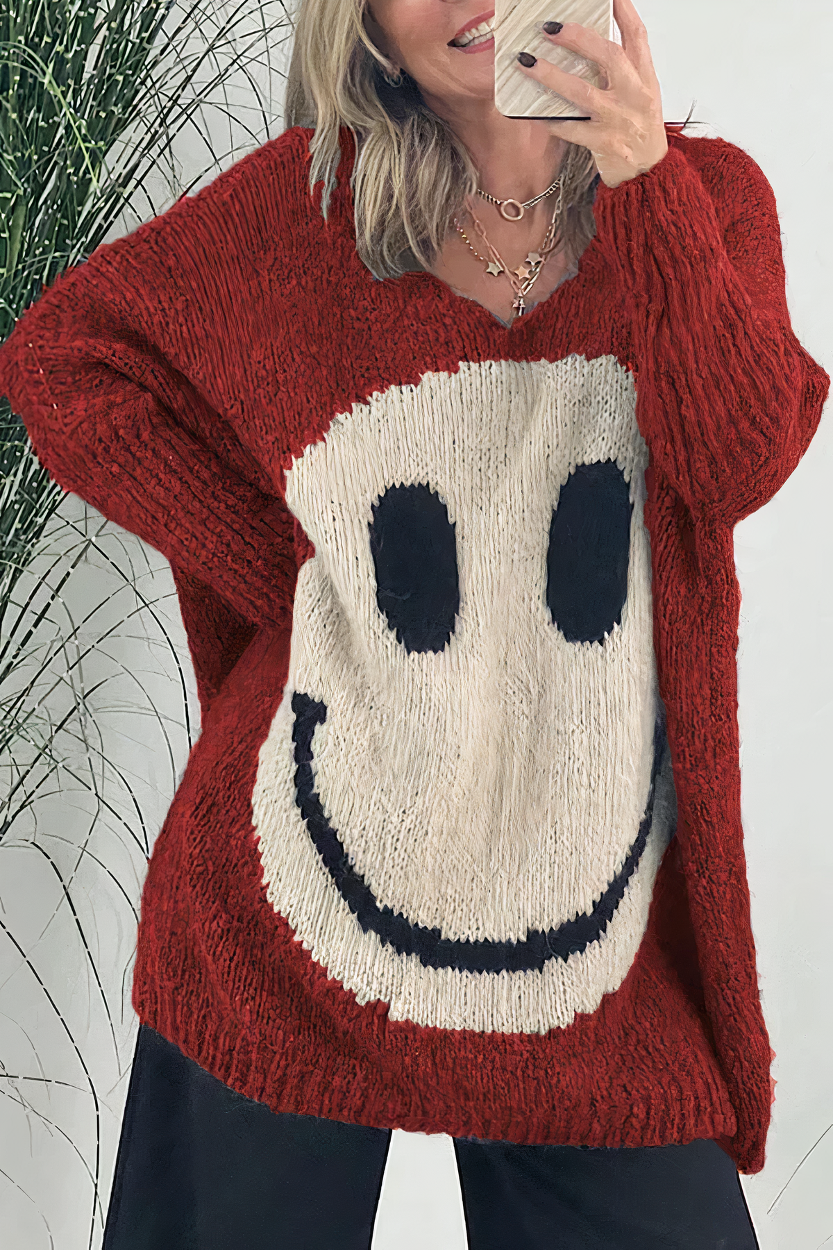 Lucy Oversized Smiley Sweater – Speelse Stijl en Comfort voor Elke Casual Look
