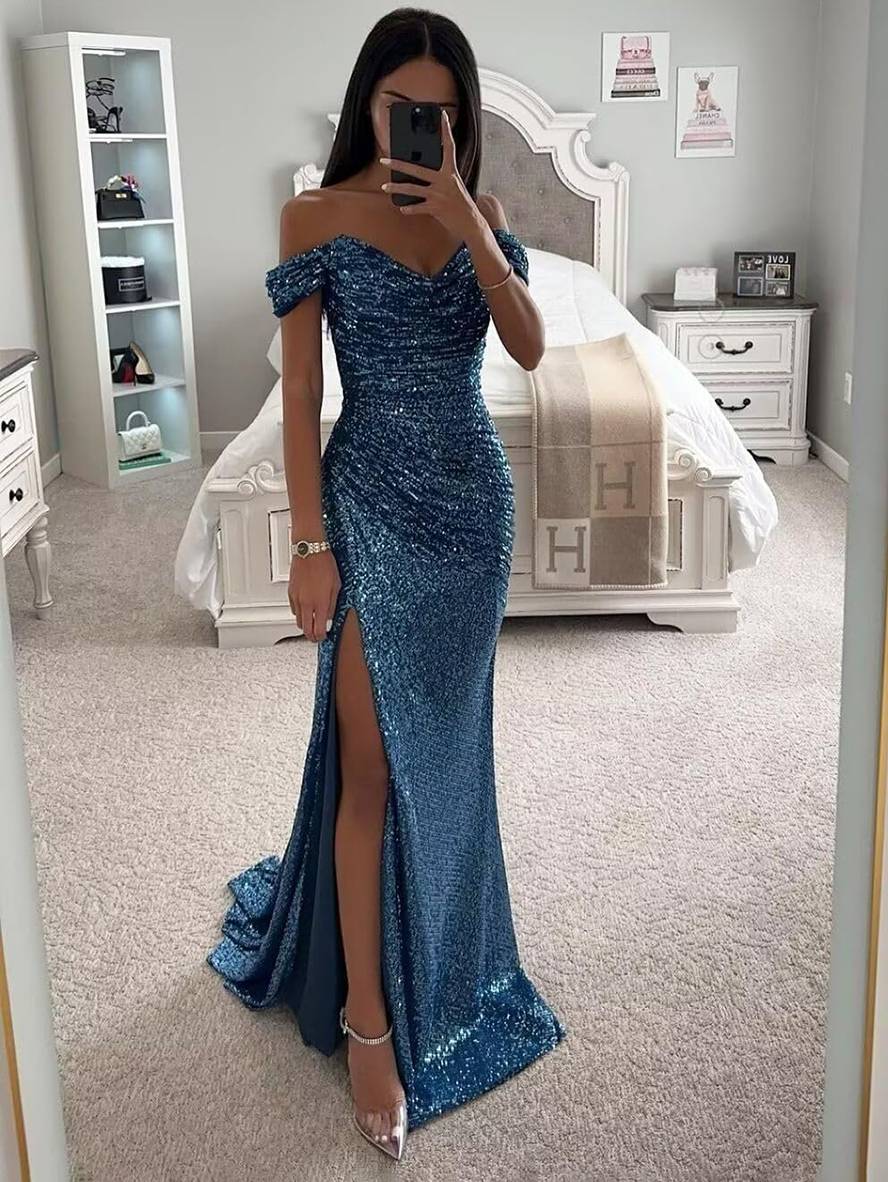 Elegante Strapless Avondjurk Met Pailletten Voor Vrouwen