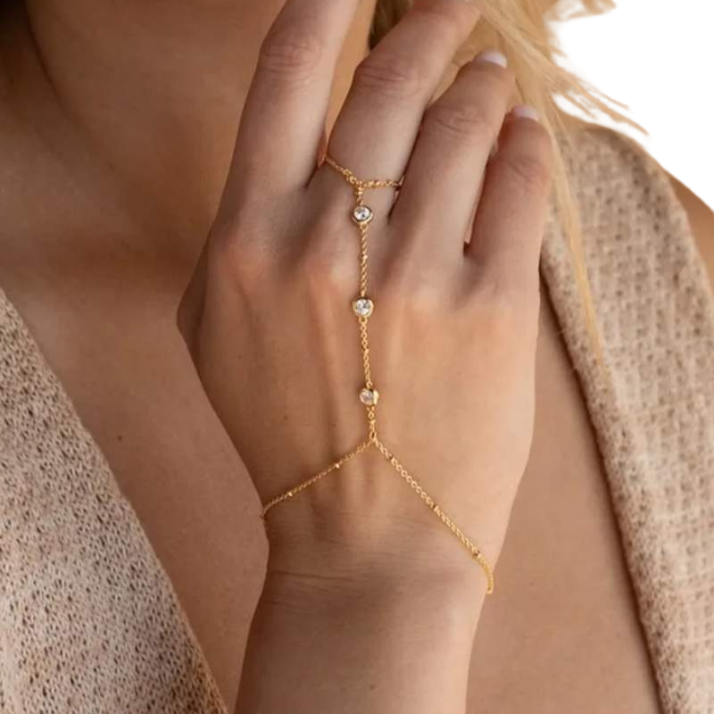 Elegancia-Hand Ketting – Luxe 14K Vergulde Roestvrijstalen Hand Ketting voor Stijl en Verfijning