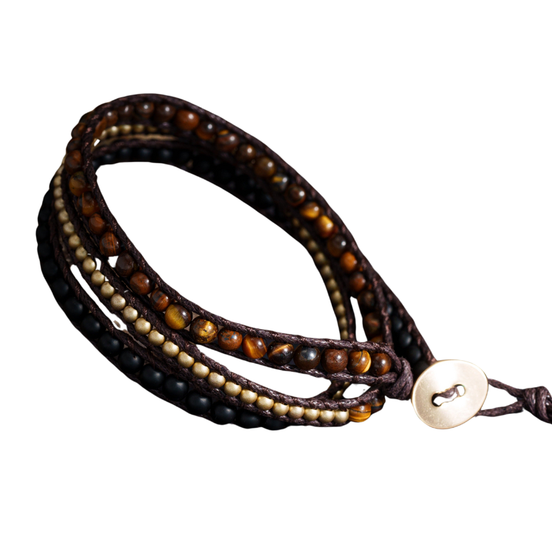 Armband met Halbedelstenen – Tijger Oog, Koeper en Zwart Onyx voor Welzijn en Innerlijke Balans!