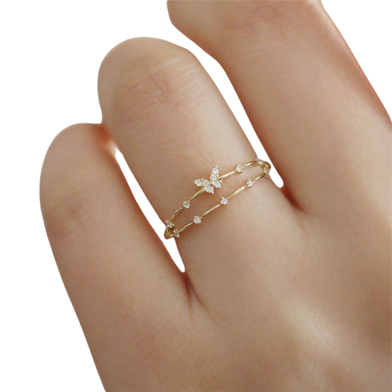 Luxe Vlinder-Ring – Verstelbaar, Hoogwaardige Kwaliteit met Sprankelende Zirkonia