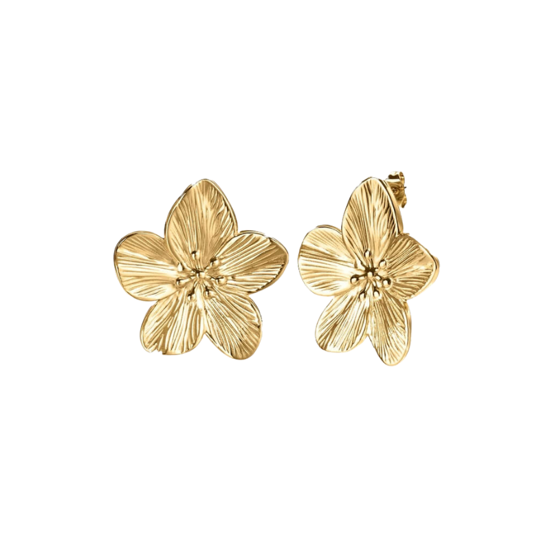 Eternal Blossom Earrings – Elegante 14K Vergulde Oorbellen met Delicate Bloemenmotieven voor Tijdloze Schoonheid