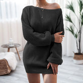 Off-Shoulder Sweater Jurk