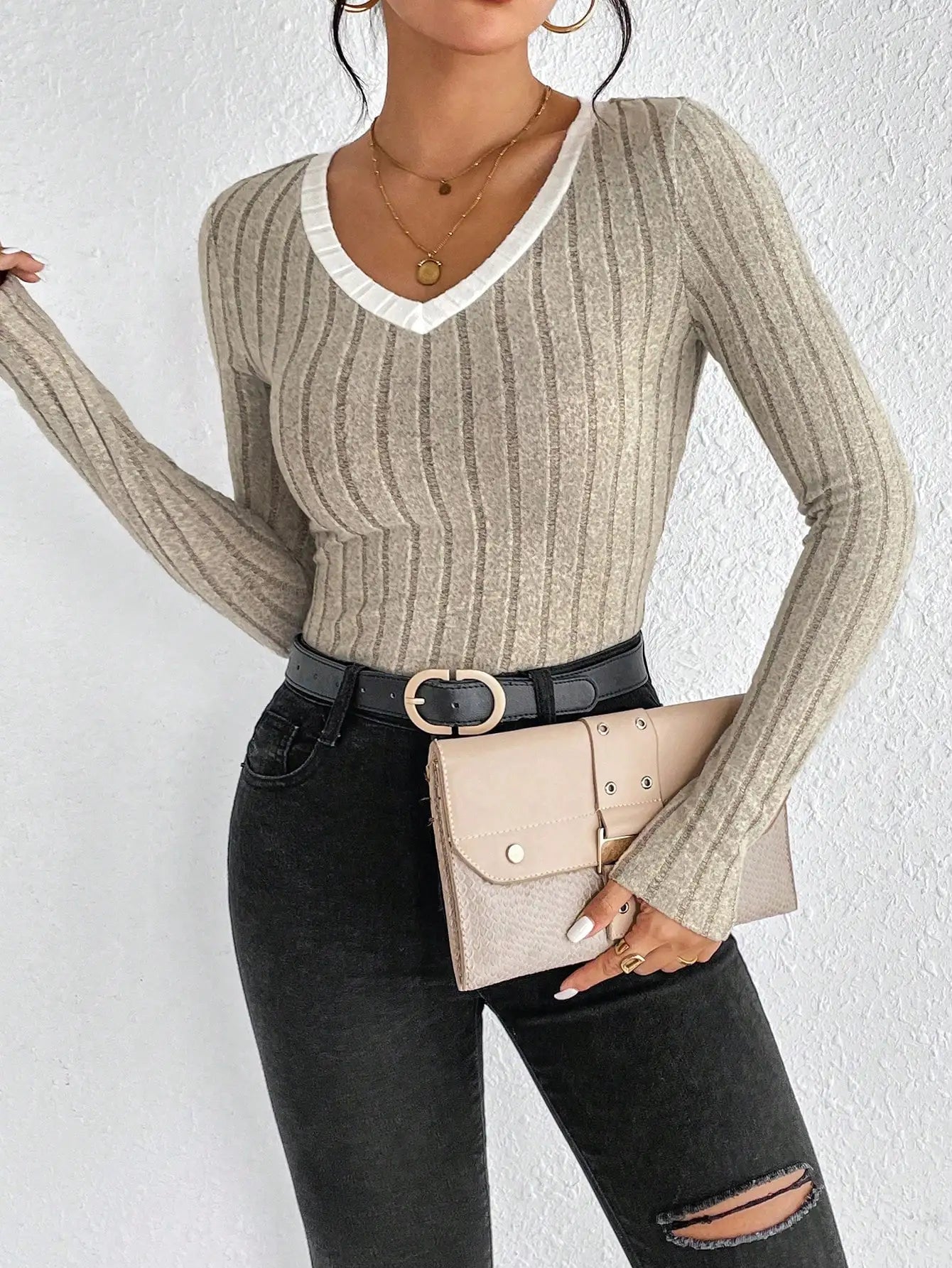 Comfortabele Sexy Top Met V-hals