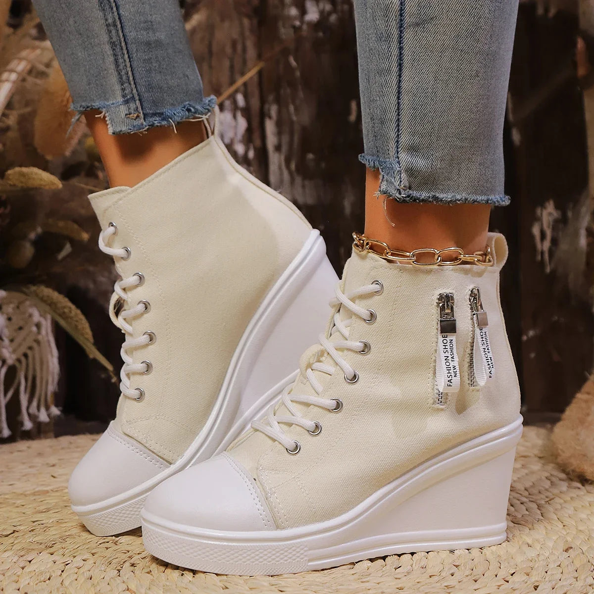 Elegant Wedge Sneakers Met Ritssluiting