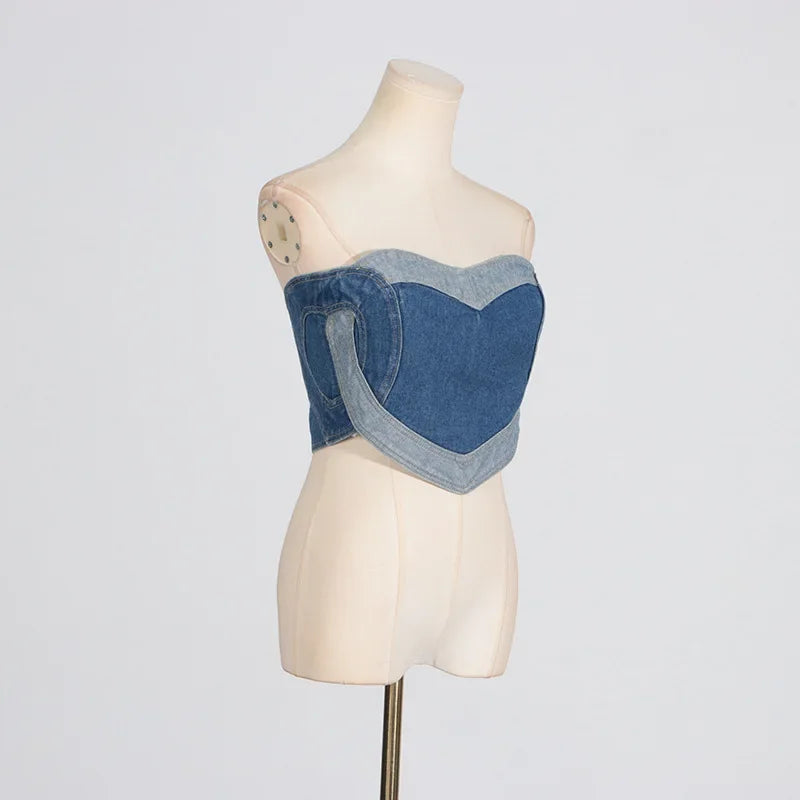 Strapless Denim Top Dames