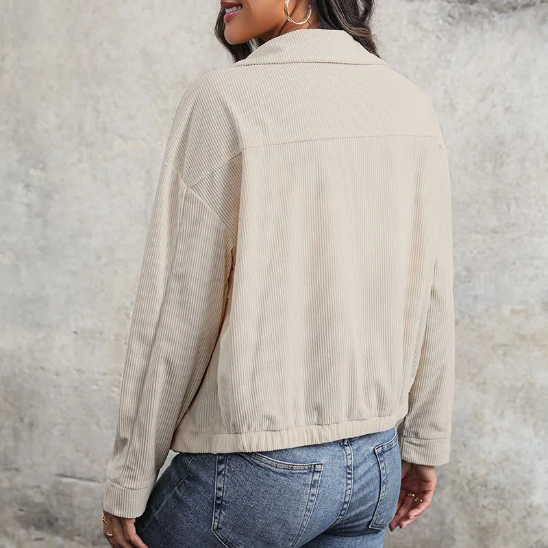 Retro Corduroy Rits Jas