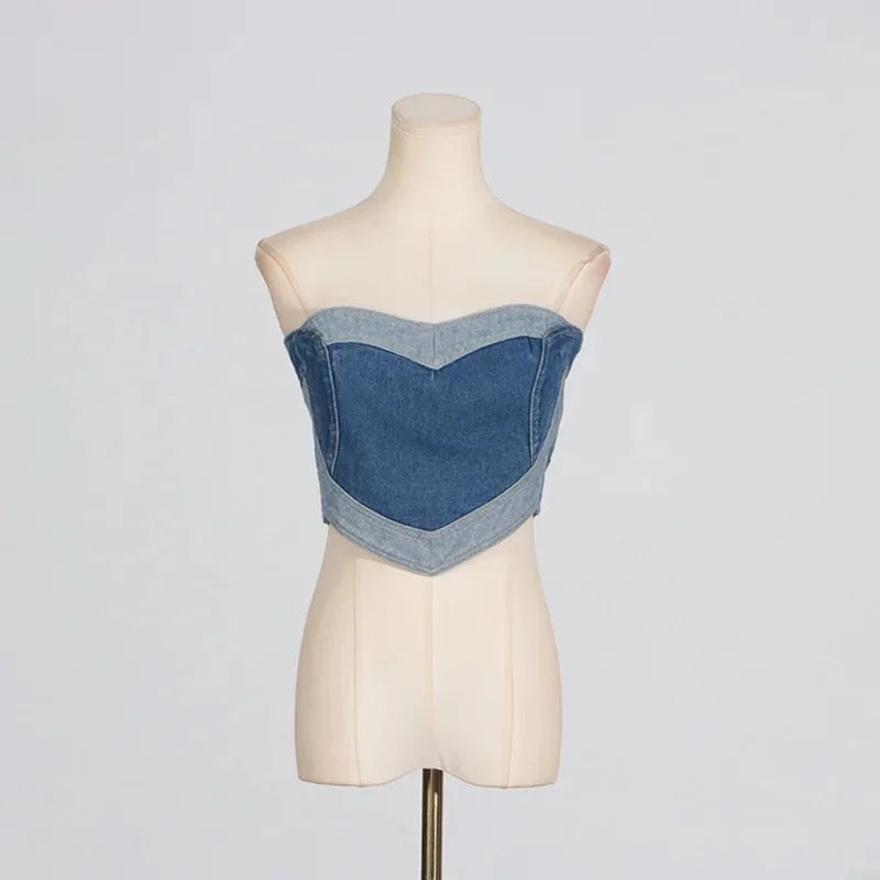 Strapless Denim Top Dames