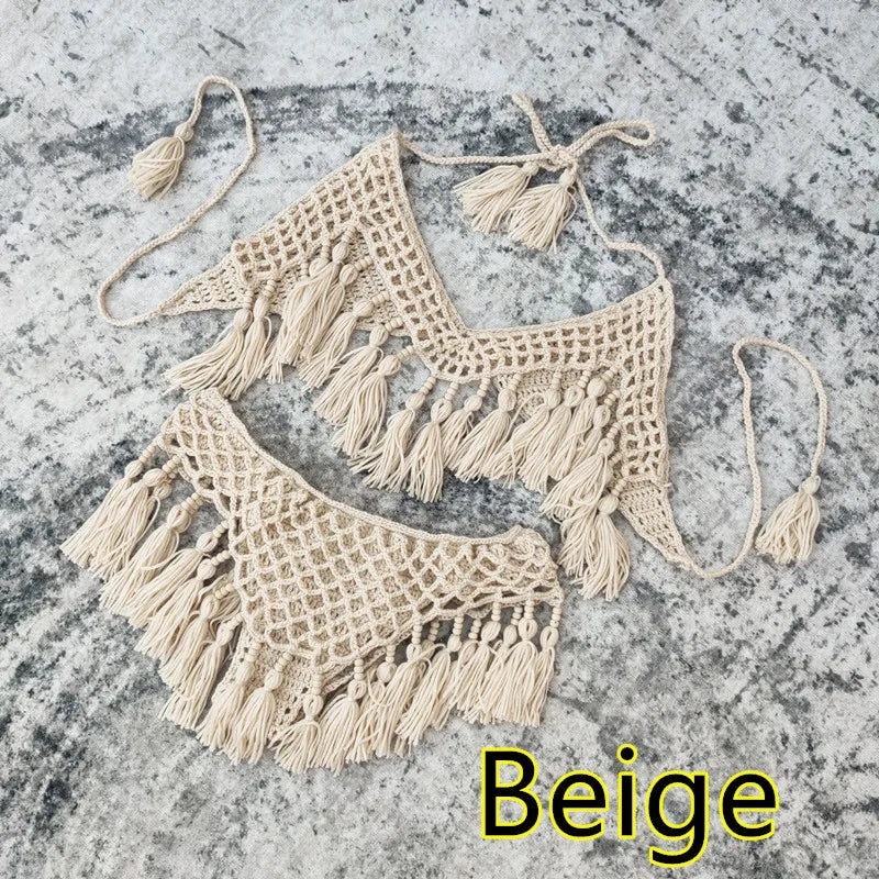 Gehaakte Bikini Set met Kwastjes