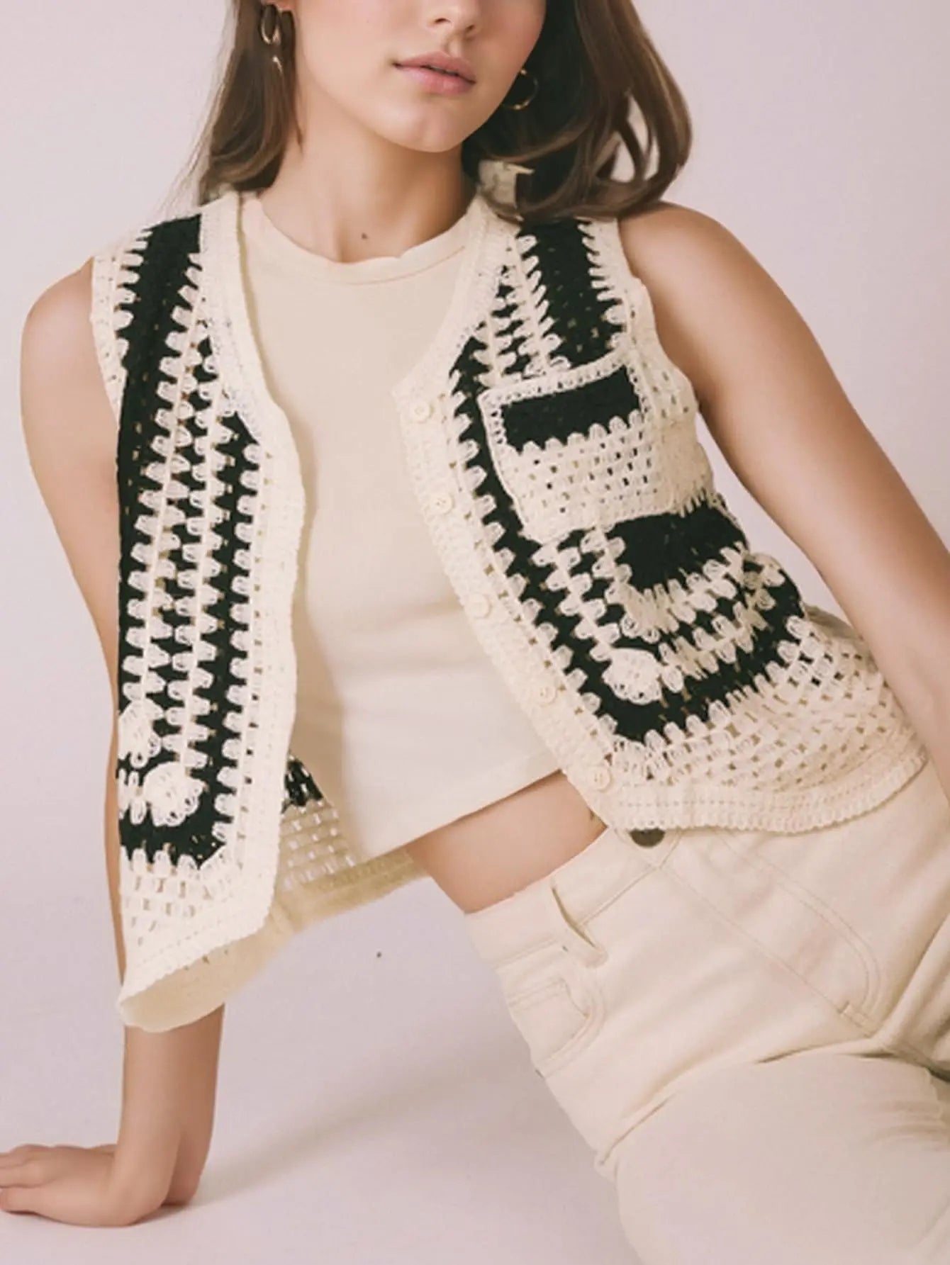 Bohemian Crochet Vest voor Dames