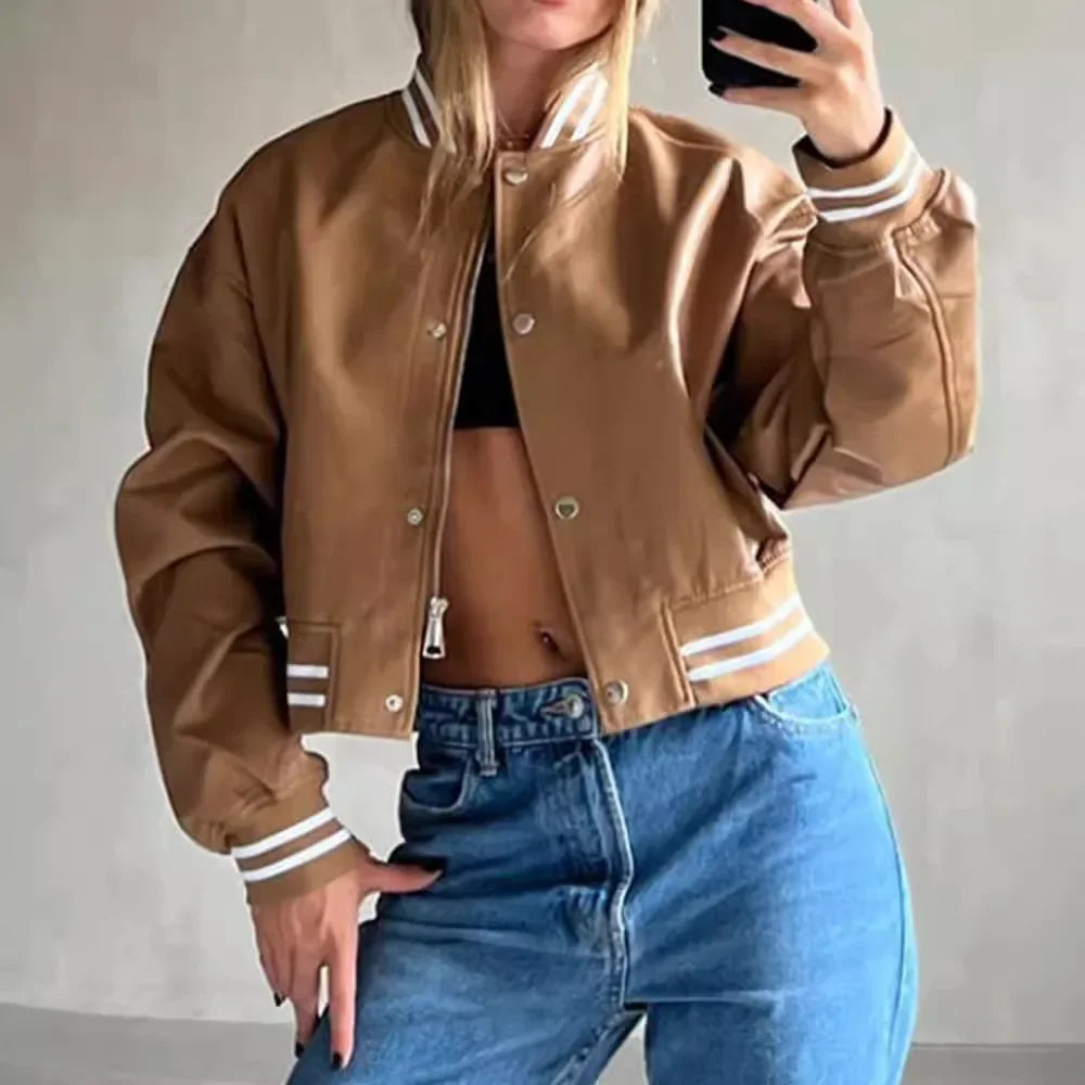 Trendy Crop Bomberjack Voor Dames