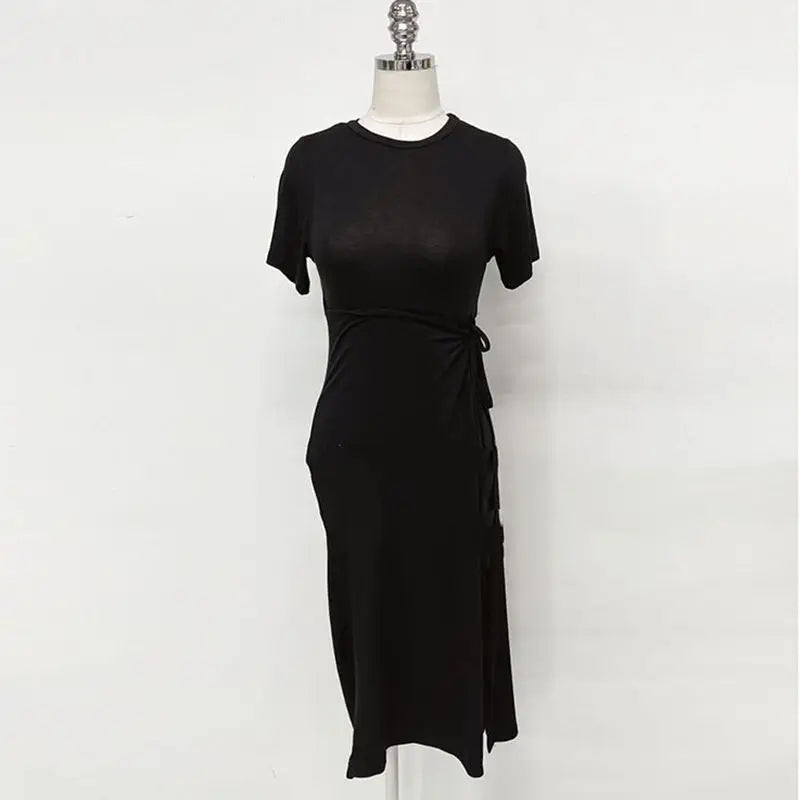 Halflange Jurk Met Korte Mouwen