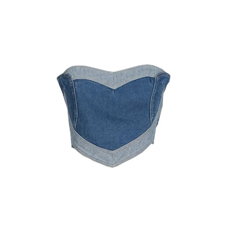 Strapless Denim Top Dames