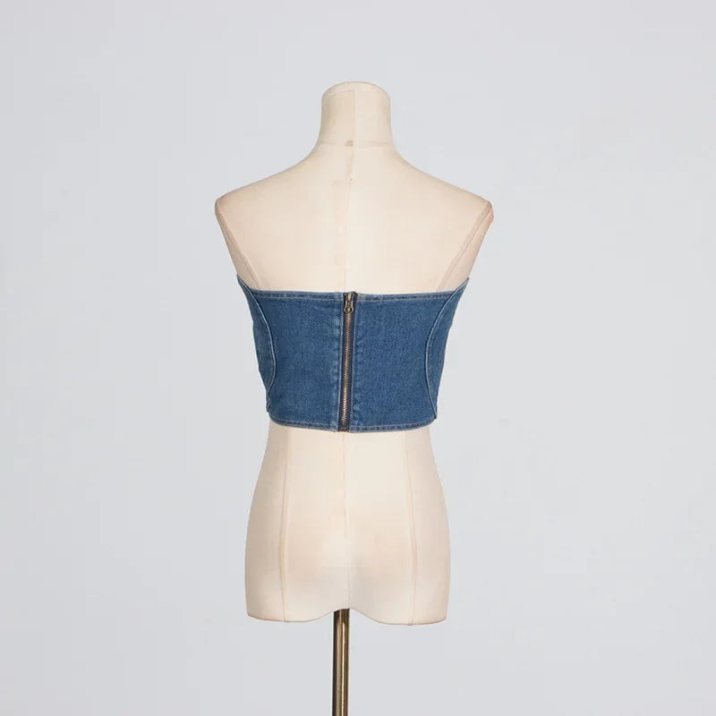 Strapless Denim Top Dames