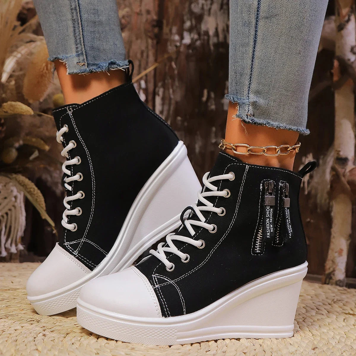 Elegant Wedge Sneakers Met Ritssluiting