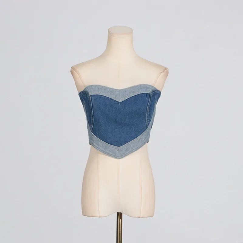 Strapless Denim Top Dames