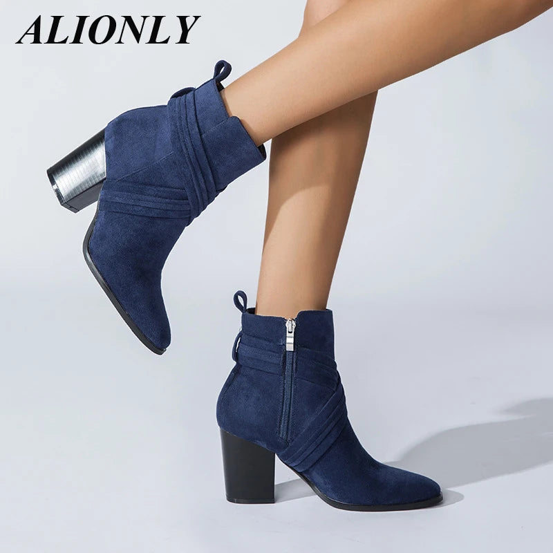 Stijlvol Suède Enkellaarsjes Met Hak