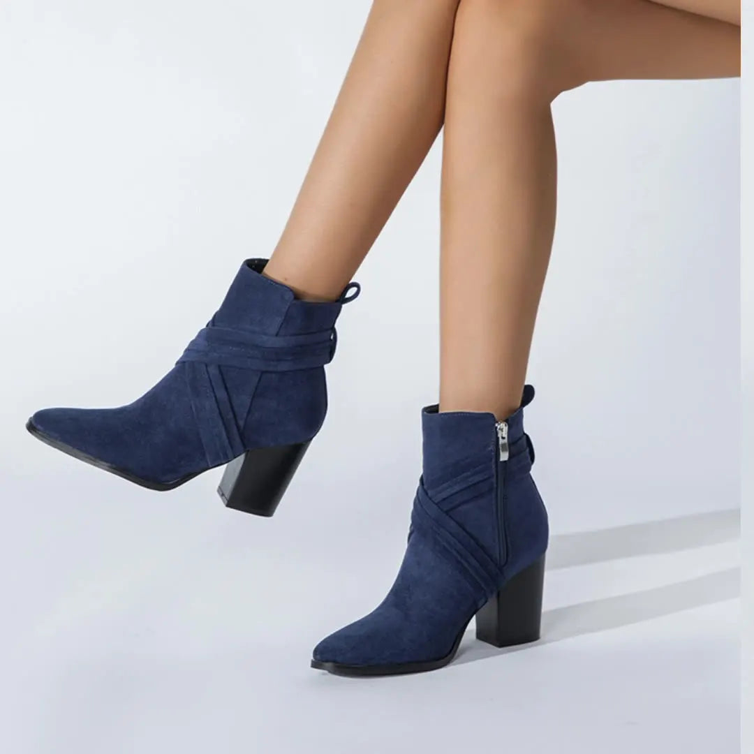 Stijlvol Suède Enkellaarsjes Met Hak