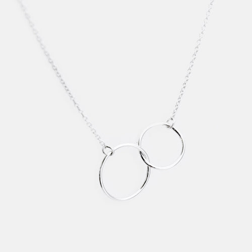 Handgemaakte Sterling 925 Zilveren Ketting met Twee Elegante Cirkels – Kies Jouw Stijl en Lengte