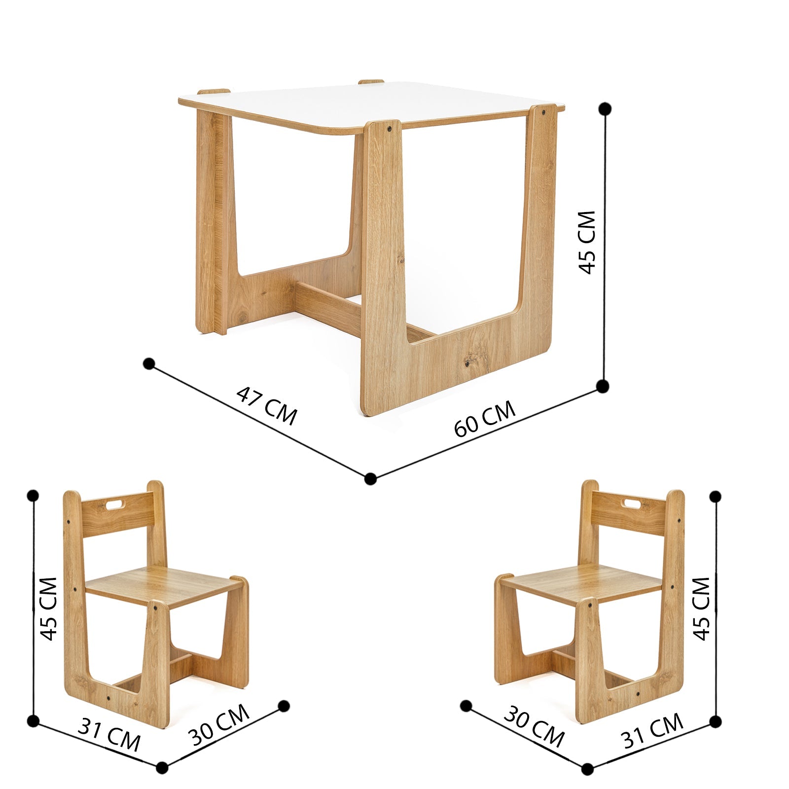 Crane Montessori Kindertafel – Multifunctionele, Veilig en Ruimtebesparende Speeltafel met Stoelen voor Kinderen