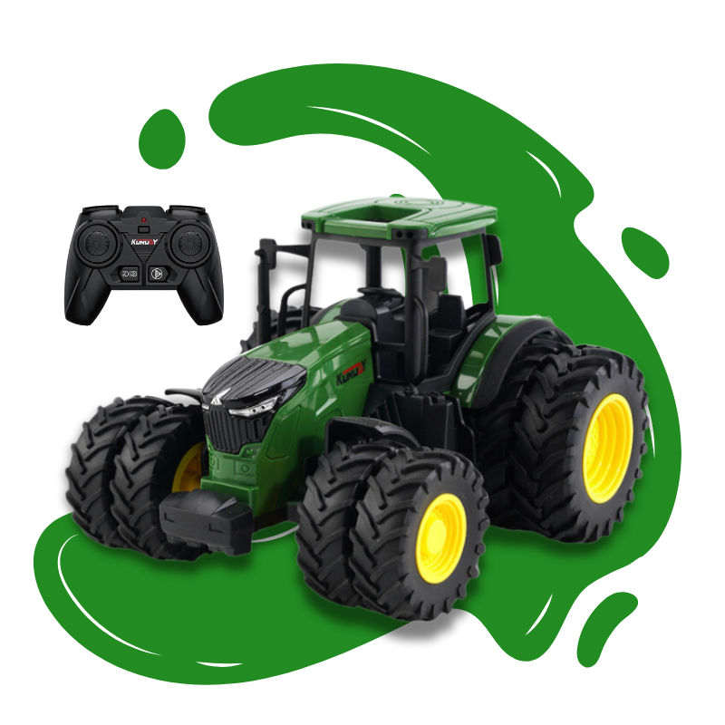 Bestuurbare Landbouwtractor 1:24 met Licht en 6 Kanalen - Groene & Gele Tractor voor Kinderen