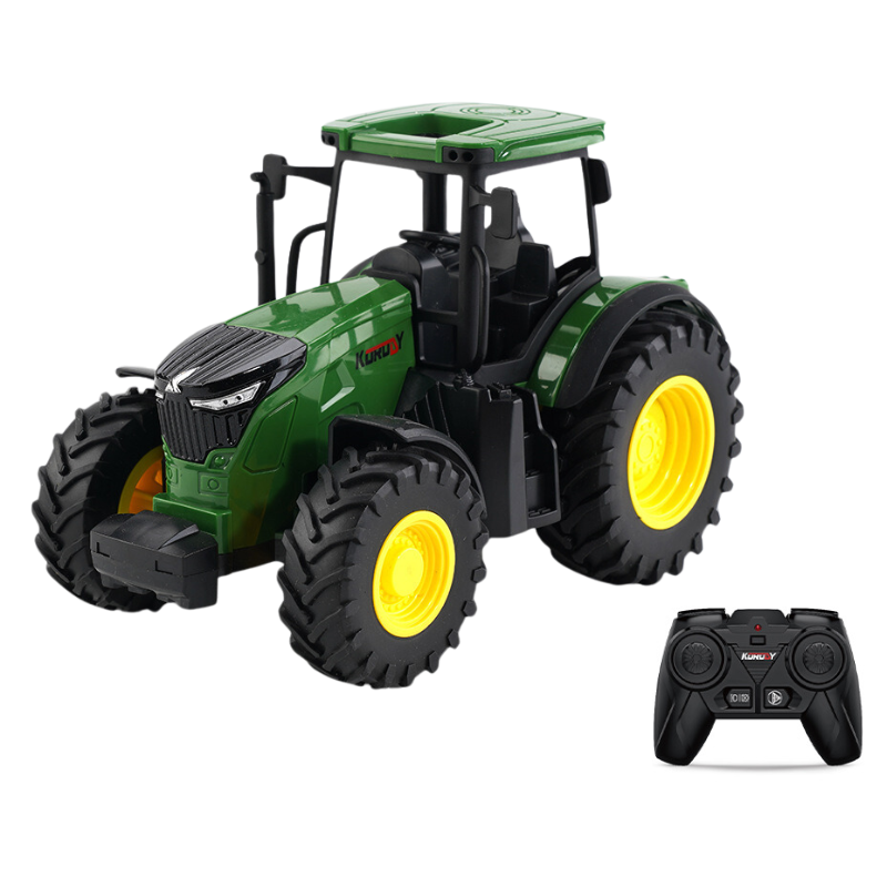 Bestuurbare Landbouwtractor 1:24 met Licht en 6 Kanalen - Groene & Gele Tractor voor Kinderen