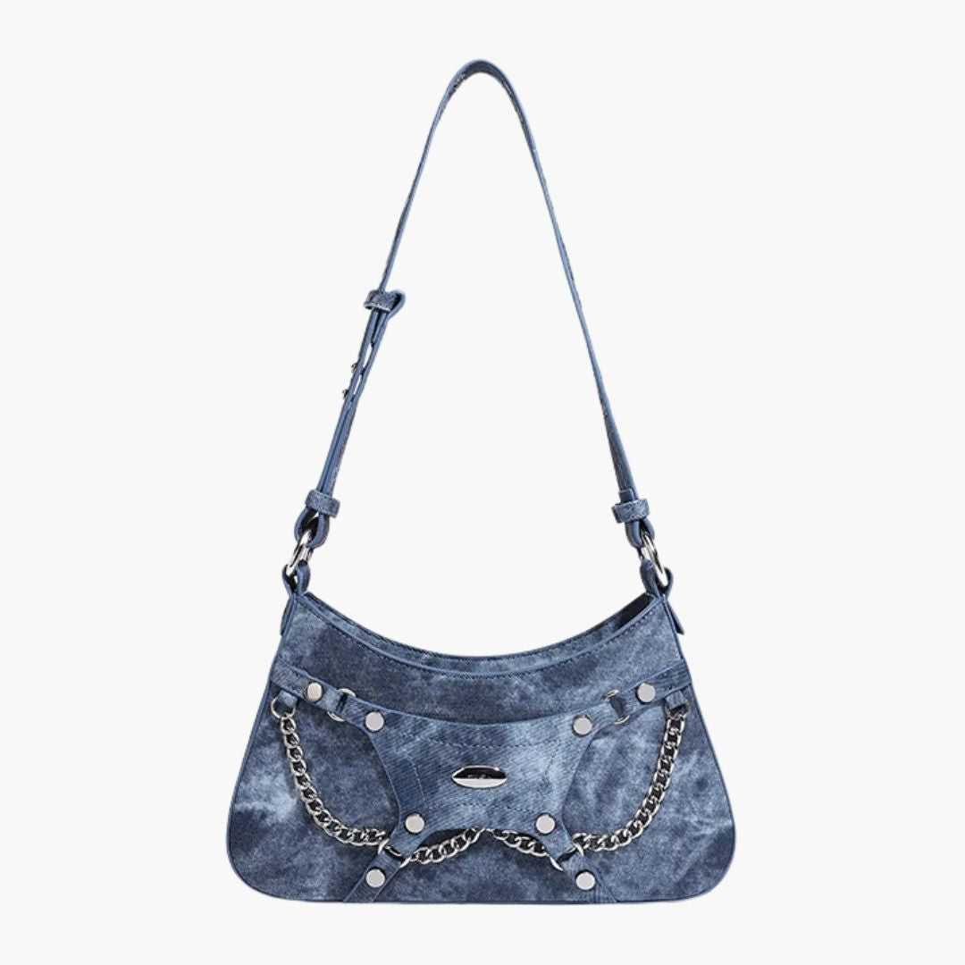 Jade Denim Tas – Tijdloze Elegantie en Comfort met Verstelbare Riem