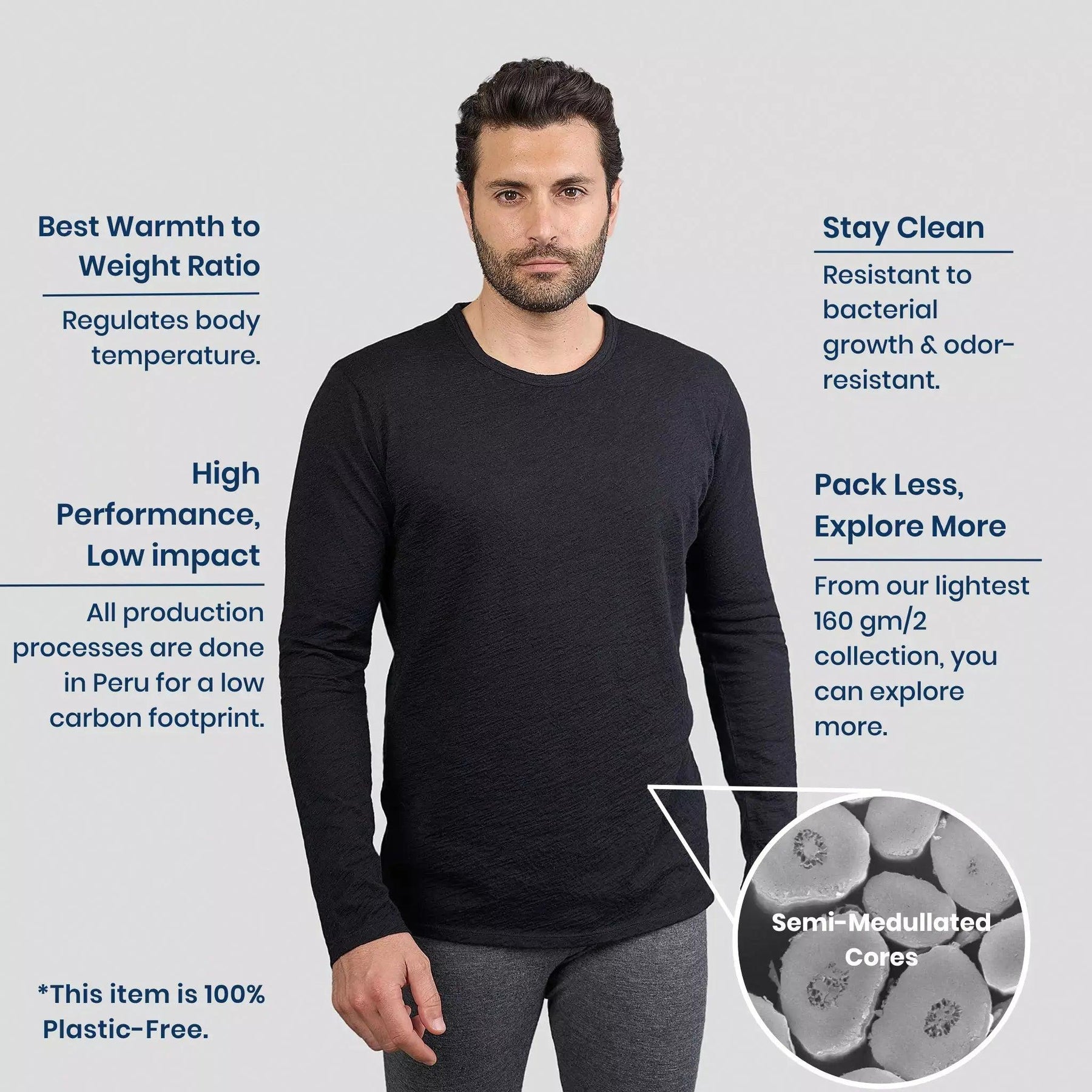 Perfecte Heren Lange Mouwen Shirt van 100% Royal Alpaca Wol - Lichtgewicht, Ademend en Duurzaam