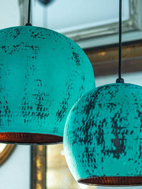 Unieke Oxide Lampen uit Bali – Handgemaakt met Prachtige Turquoise Kleur voor Elke Ruimte