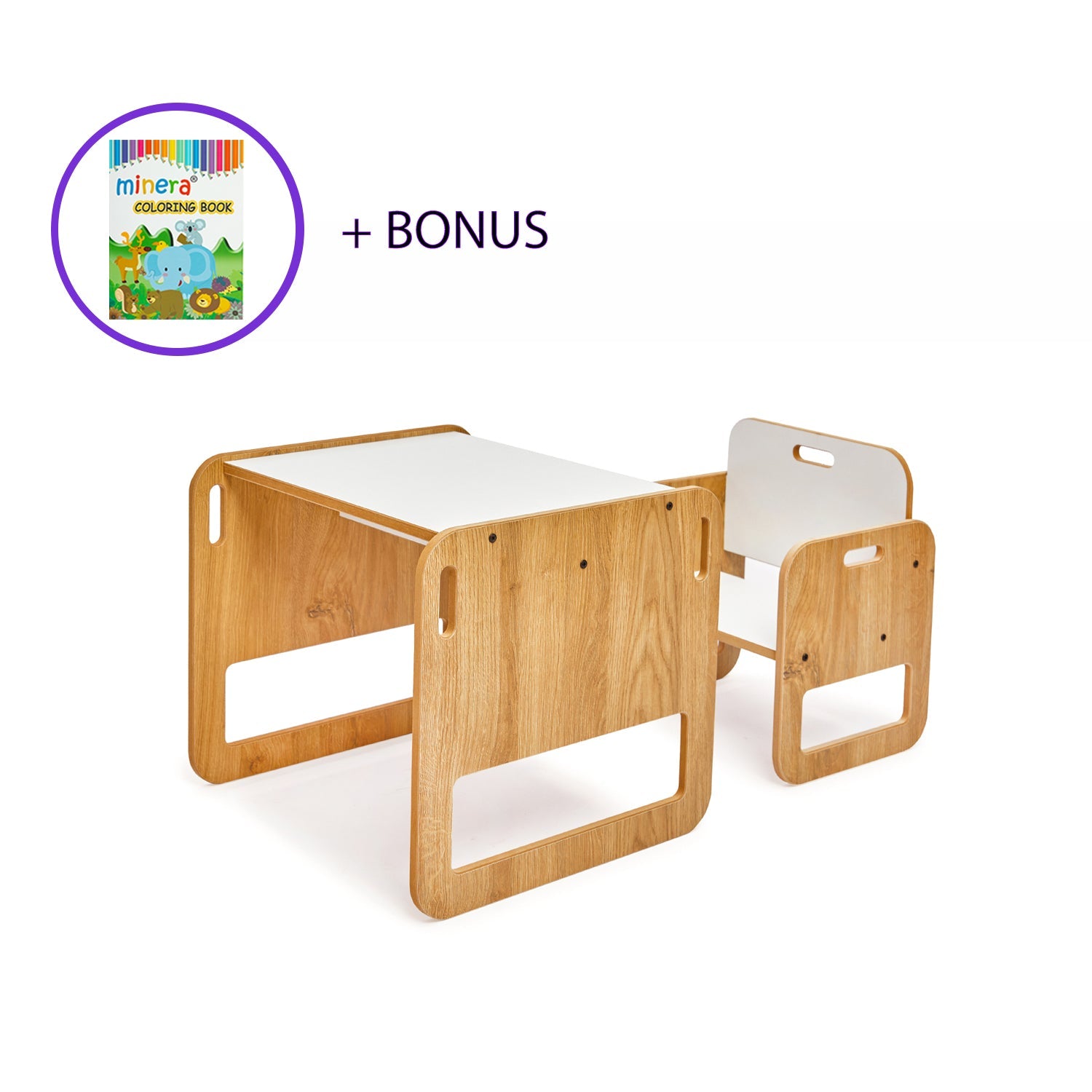 Dove Montessori Kinder Tafel en Stoelen Set – Ruimtebesparend, Veilig en Duurzaam voor Creatief Spel