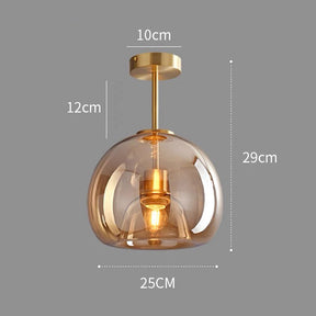 Moderne Koper-Glazen Plafondlamp - Stijlvolle Verlichting met Elegant Design