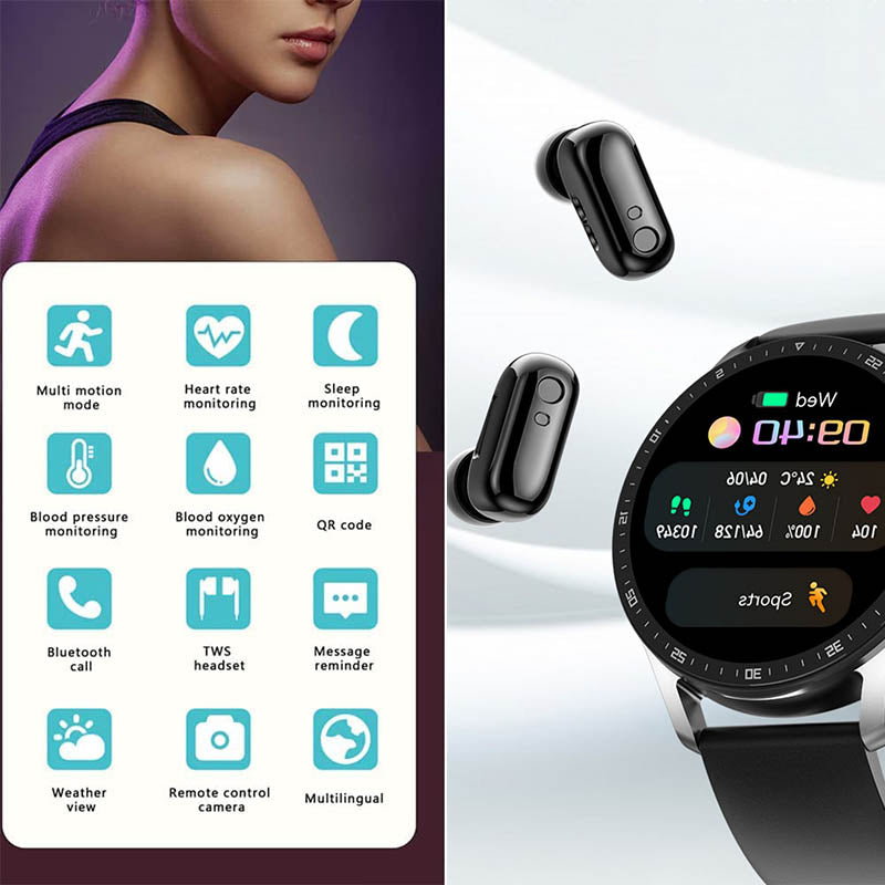 2-in-1 Smartwatch met Bluetooth-Oordopjes: De Ultieme Gadget voor Actieve Levensstijlen!