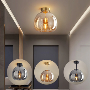 Moderne Koper-Glazen Plafondlamp - Stijlvolle Verlichting met Elegant Design