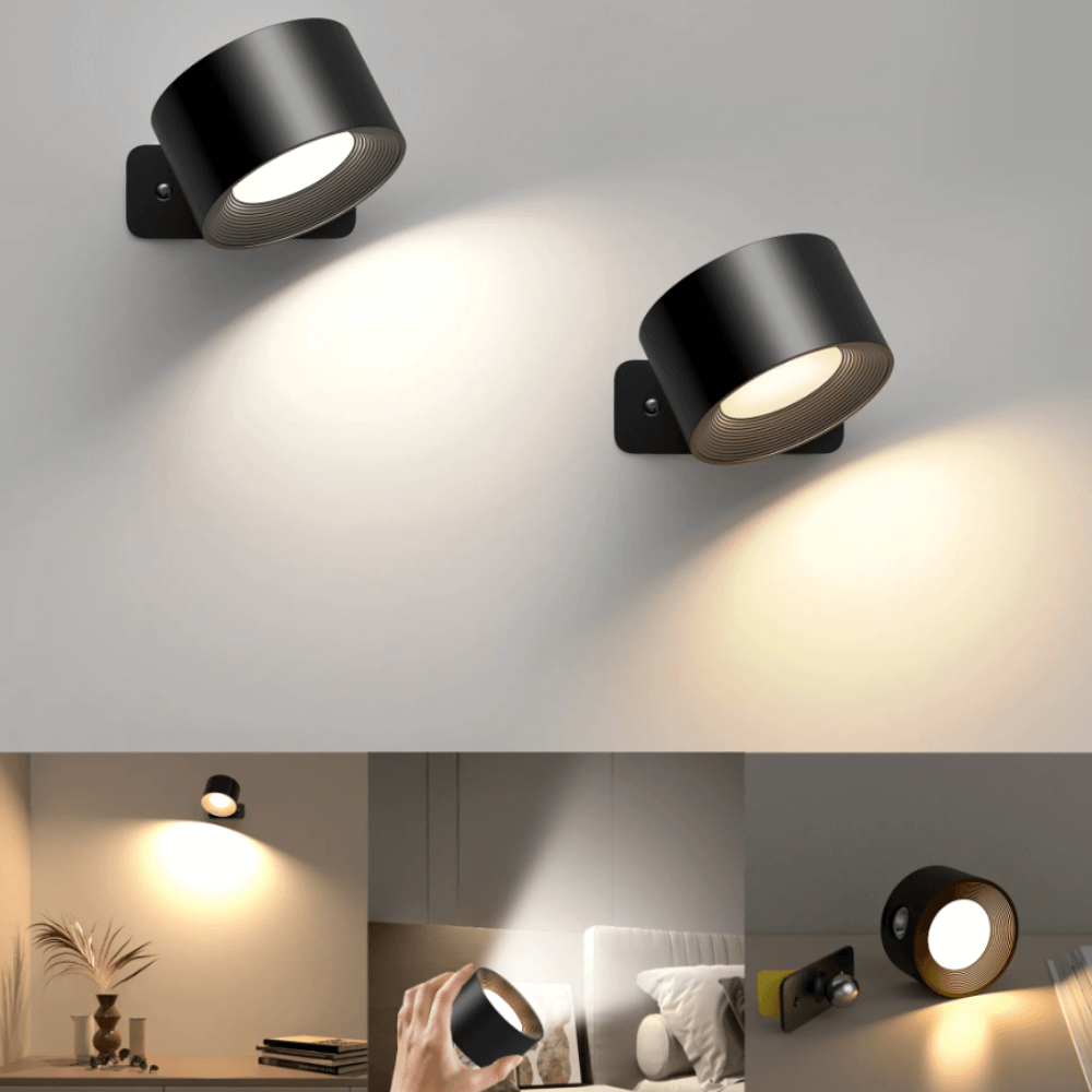 Draadloze Wandlamp - Compacte, Draagbare LED Verlichting met 360° Draaibaarheid en Touch Control