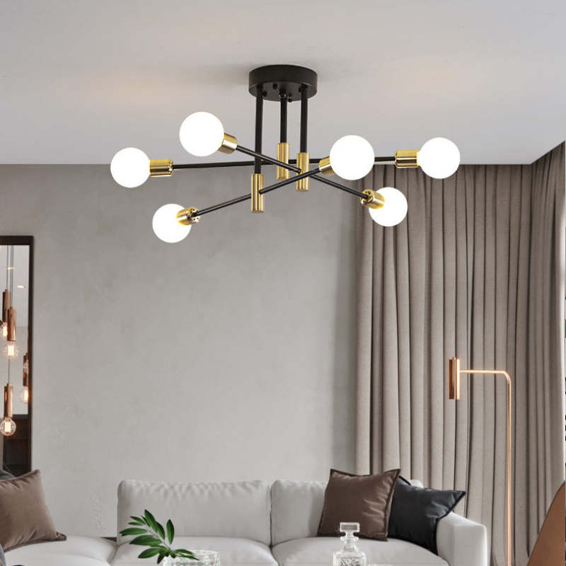 LUMINO Kroonluchter Plafondlamp - Moderne Elegantie in Zwart en Goud met Aanpasbare Verlichting