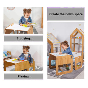 Dove Montessori Kinder Tafel en Stoelen Set – Ruimtebesparend, Veilig en Duurzaam voor Creatief Spel