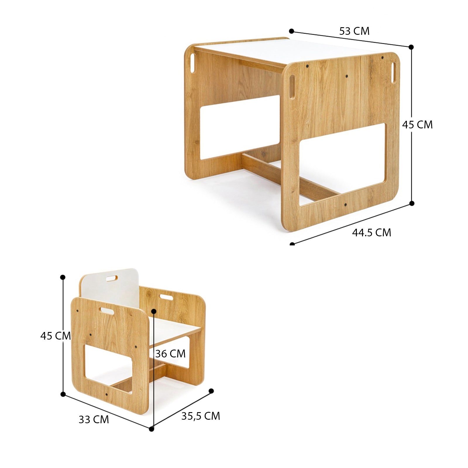 Dove Montessori Kinder Tafel en Stoelen Set – Ruimtebesparend, Veilig en Duurzaam voor Creatief Spel