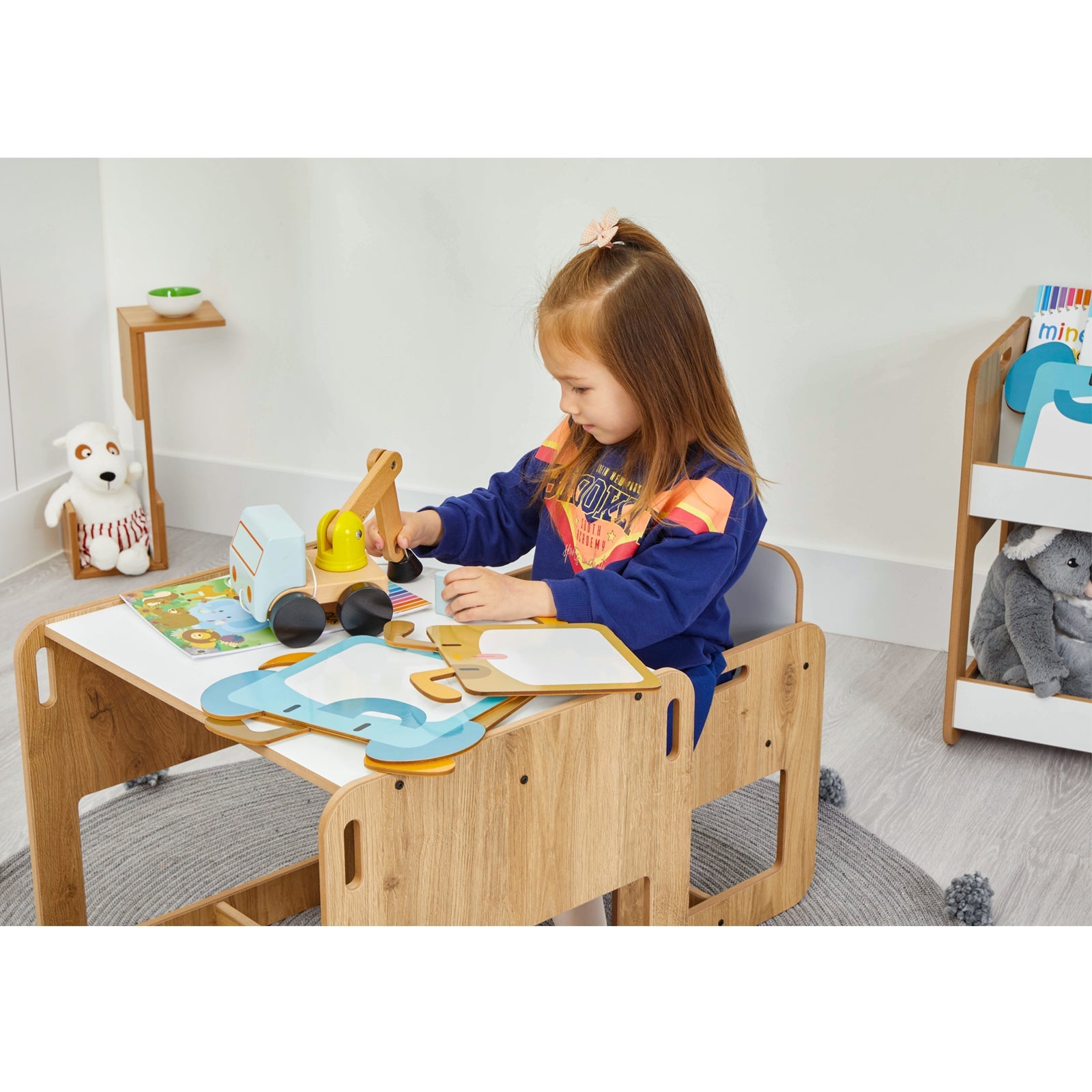 Dove Montessori Kinder Tafel en Stoelen Set – Ruimtebesparend, Veilig en Duurzaam voor Creatief Spel