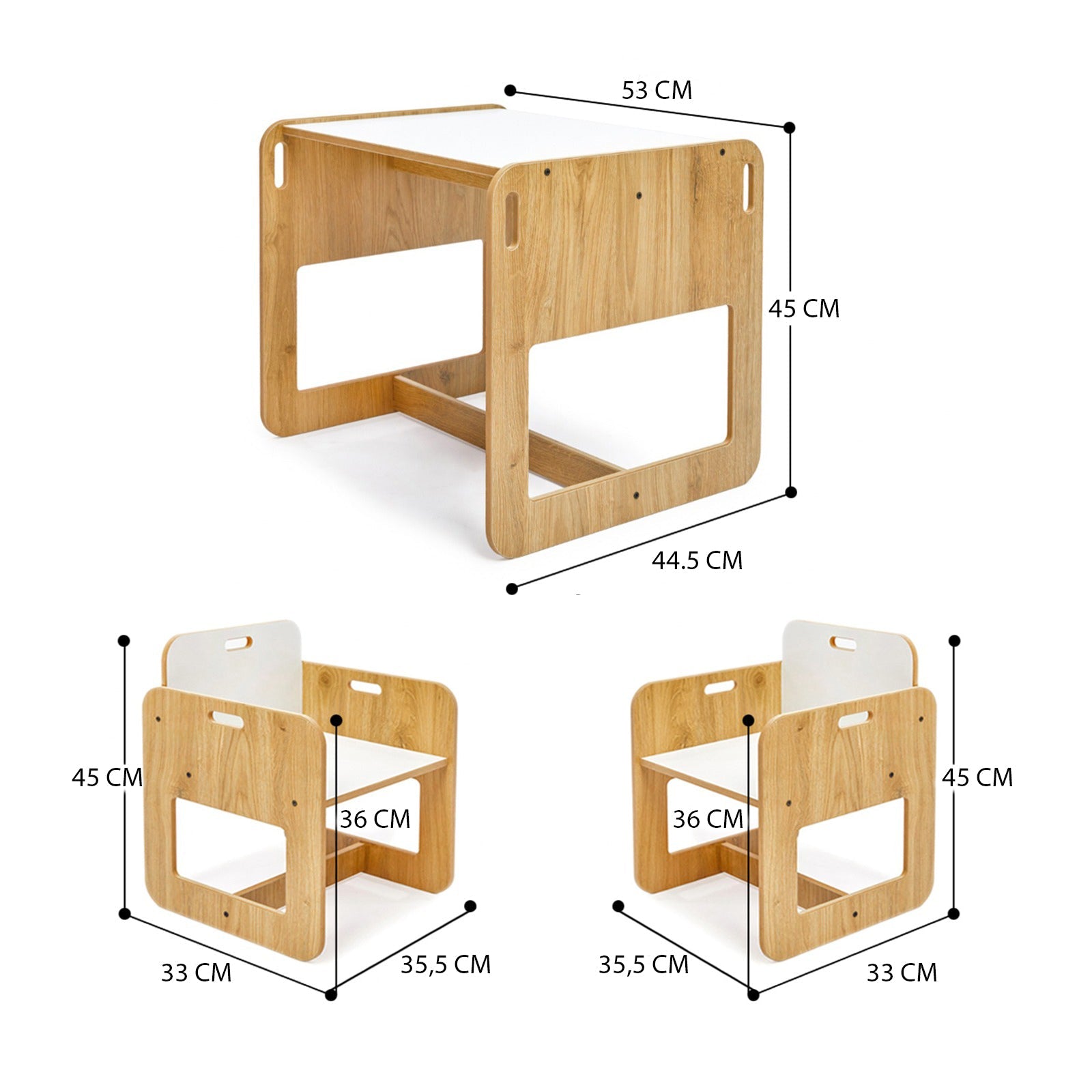 Dove Montessori Kinder Tafel en Stoelen Set – Ruimtebesparend, Veilig en Duurzaam voor Creatief Spel