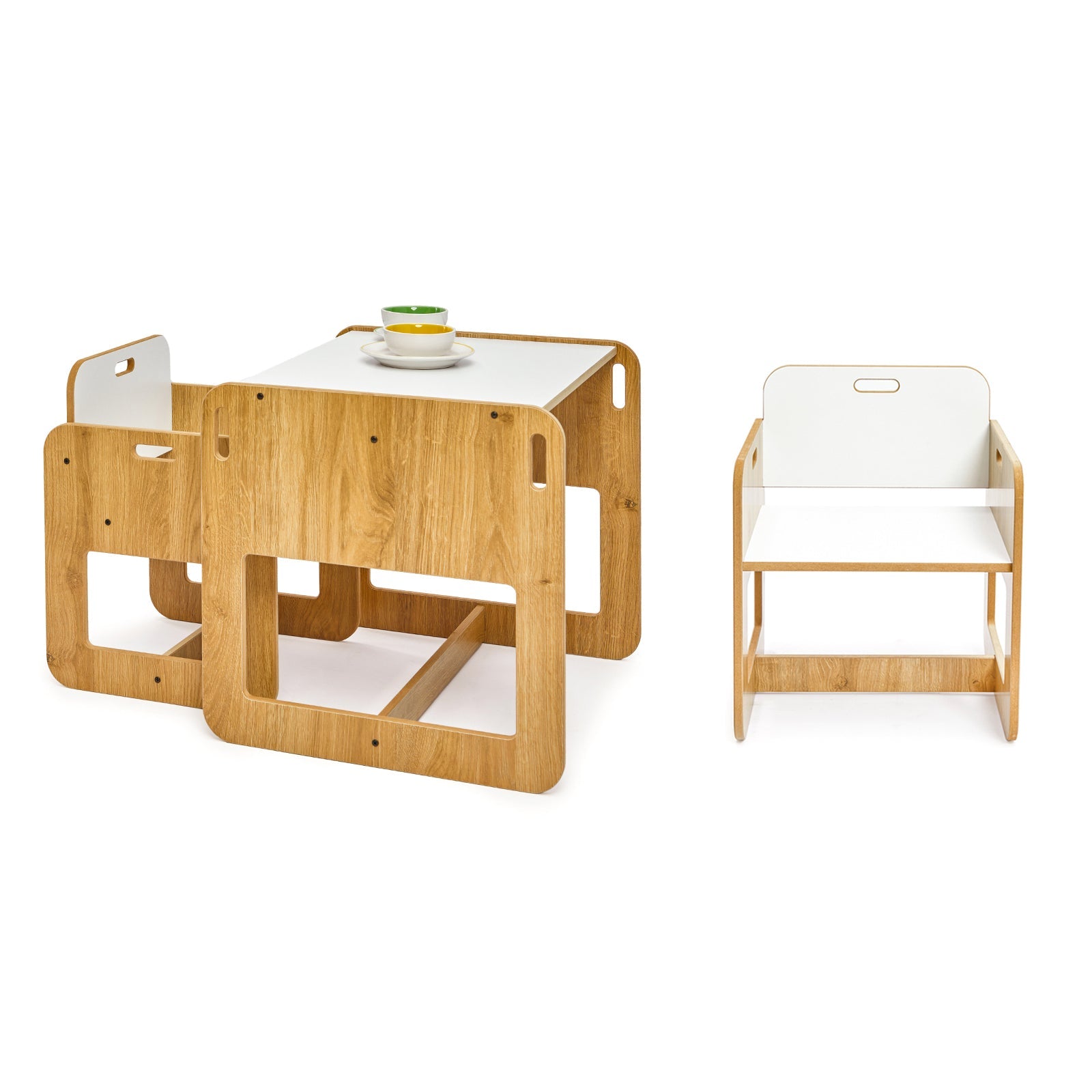 Dove Montessori Kinder Tafel en Stoelen Set – Ruimtebesparend, Veilig en Duurzaam voor Creatief Spel