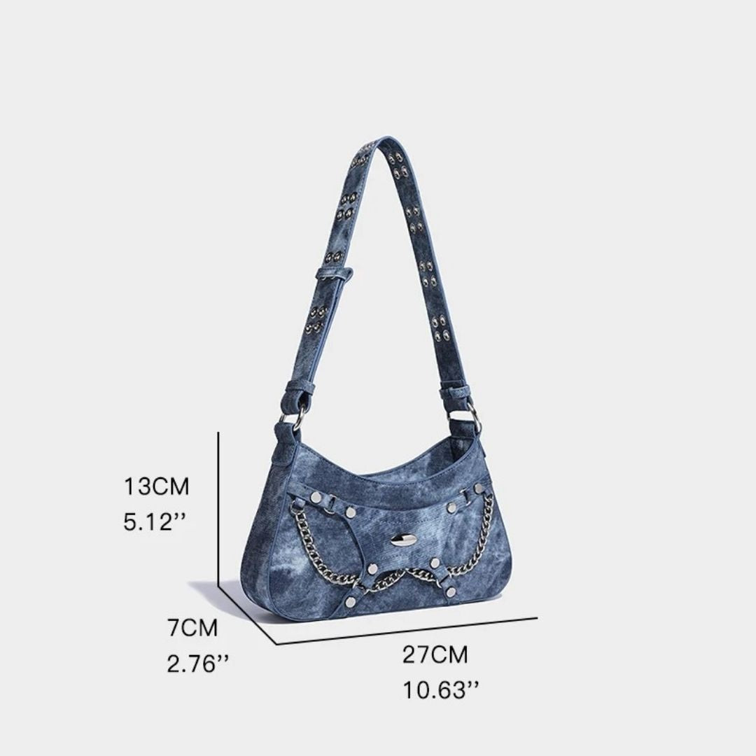 Jade Denim Tas – Tijdloze Elegantie en Comfort met Verstelbare Riem