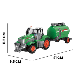 Bestuurbare Traktor 1:24 met 4 Kanalen en Houten Transport Simulatie - Elektrisch Speelgoed voor Kinderen