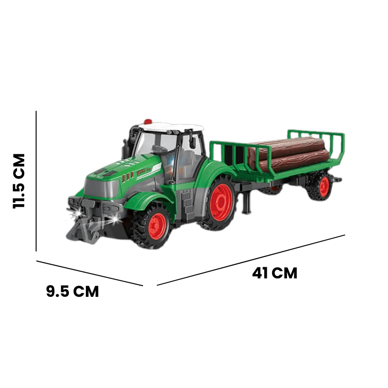 Bestuurbare Traktor 1:24 met 4 Kanalen en Houten Transport Simulatie - Elektrisch Speelgoed voor Kinderen