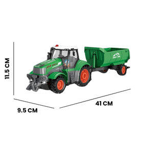 Bestuurbare Traktor 1:24 met 4 Kanalen en Houten Transport Simulatie - Elektrisch Speelgoed voor Kinderen