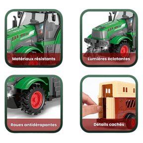 Bestuurbare Traktor 1:24 met 4 Kanalen en Houten Transport Simulatie - Elektrisch Speelgoed voor Kinderen