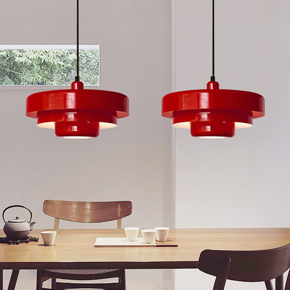 Mid-century Bauhaus IJzeren Hanglamp - Iconisch Design met Verstelbare Lengte