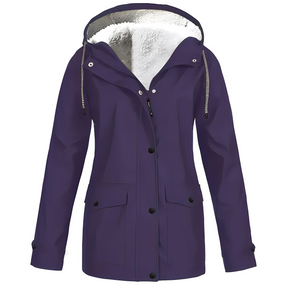 Lara's Waterdichte Dames Regenjas met Fleece Voering en Capuchon - Stijlvol & Warm in Elk Weertype