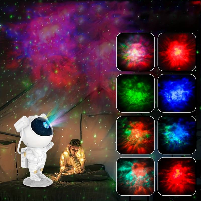 Astronaut Galaxylamp met Sterren- en Nevelprojector - 8 Kleuren, Dimbare Verlichting, 45/90 Min. Timer (Inclusief Afstandsbediening & USB)