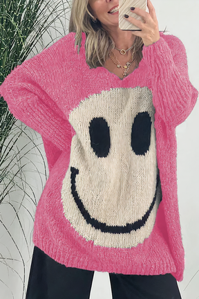 Lucy Oversized Smiley Sweater – Speelse Stijl en Comfort voor Elke Casual Look