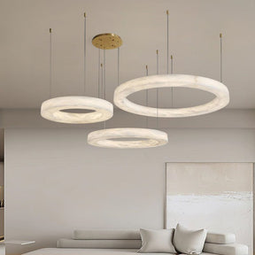 Elegante Hanglamp met Natuurlijke Alabaster Ringen – Luxe Verlichting voor Elke Ruimte